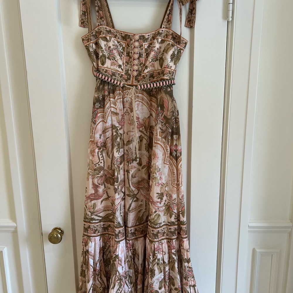 Zimmermann Cream and Pink Sleeveless Maxi Sundress - Picture 5 of 8